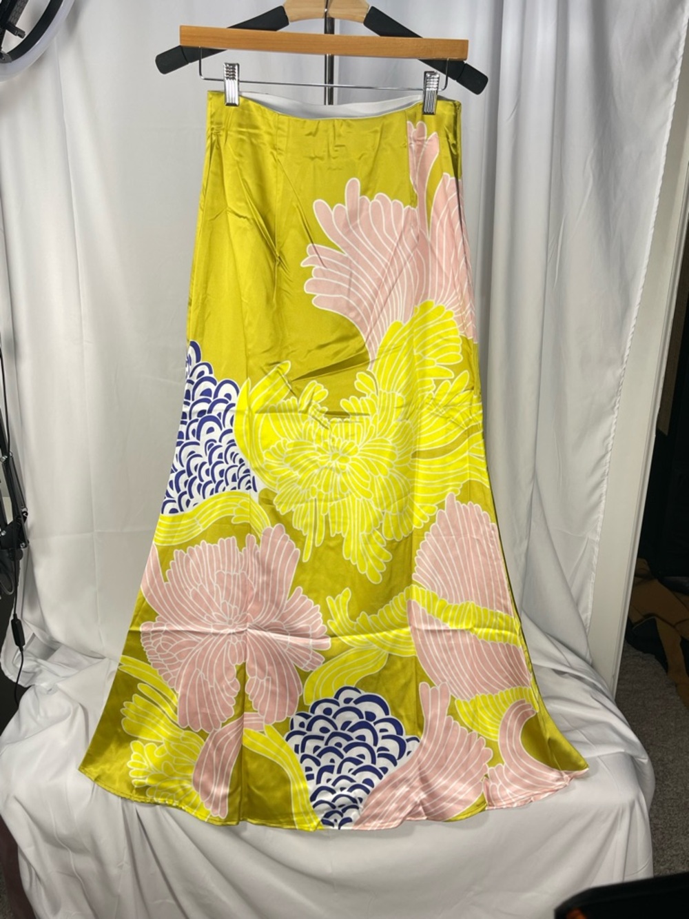 Uooze Floral Maxi Skirt - Green, Yellow, Pink & White. Flowy, feminine, pretty - Picture 3 of 7